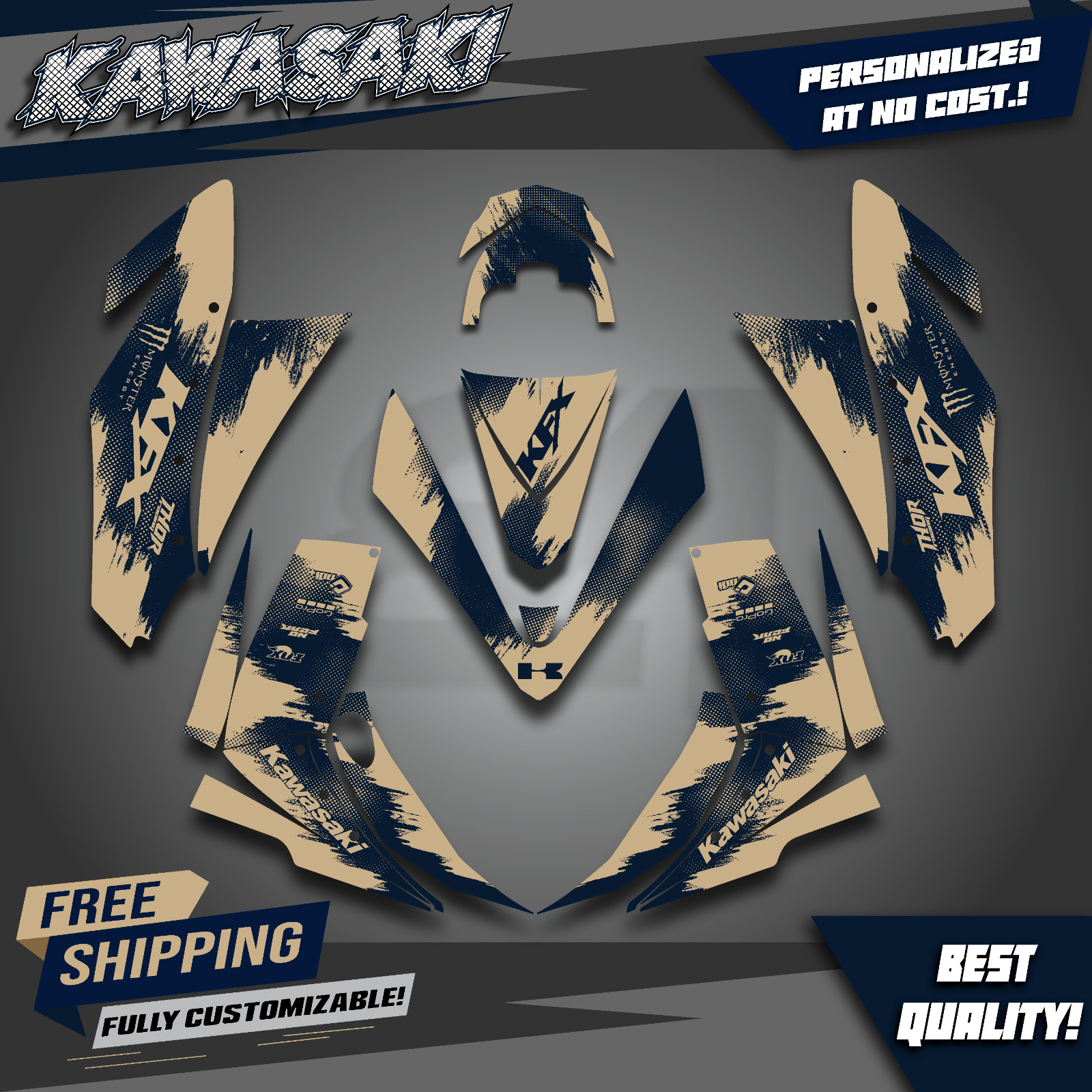 Kawasaki KFX 450R Graphics Kit APACHE Multi-Color Decals Stickers Custom