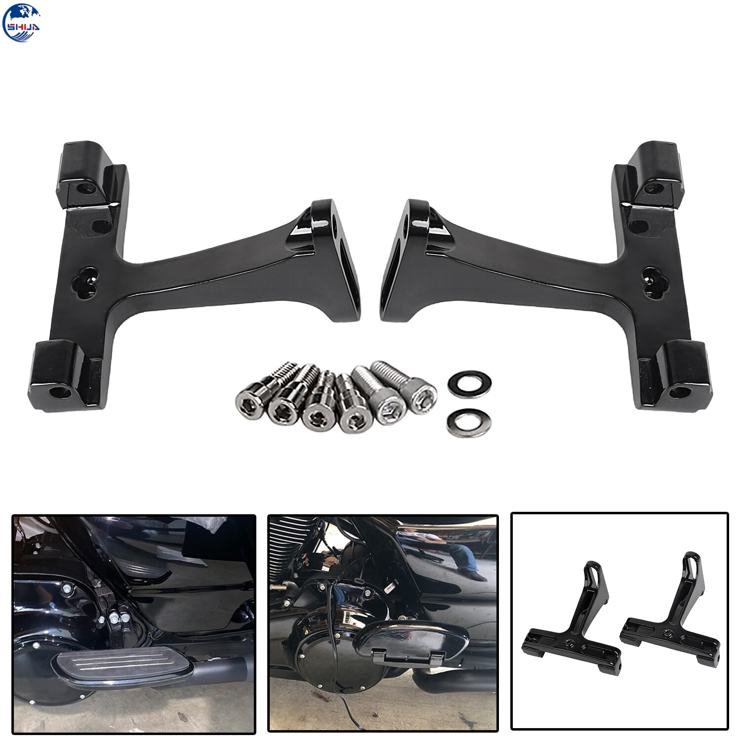 Black Passenger Floorboard Mount Bracket For Harley Electra Road Glide 1993-2023