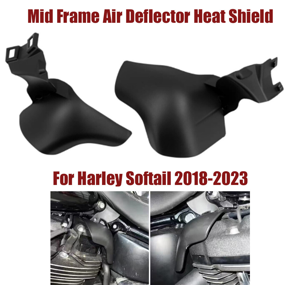 Black Mid Frame Air Deflector Heat Shield Cover For Harley Softail 2018-2023