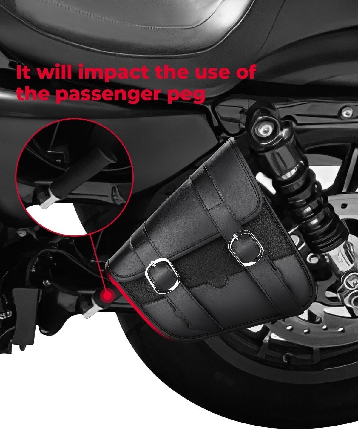 Secure 4L Sportster/Rebel Swingarm Bag: Faux Leather, Adjustable Strap Mount