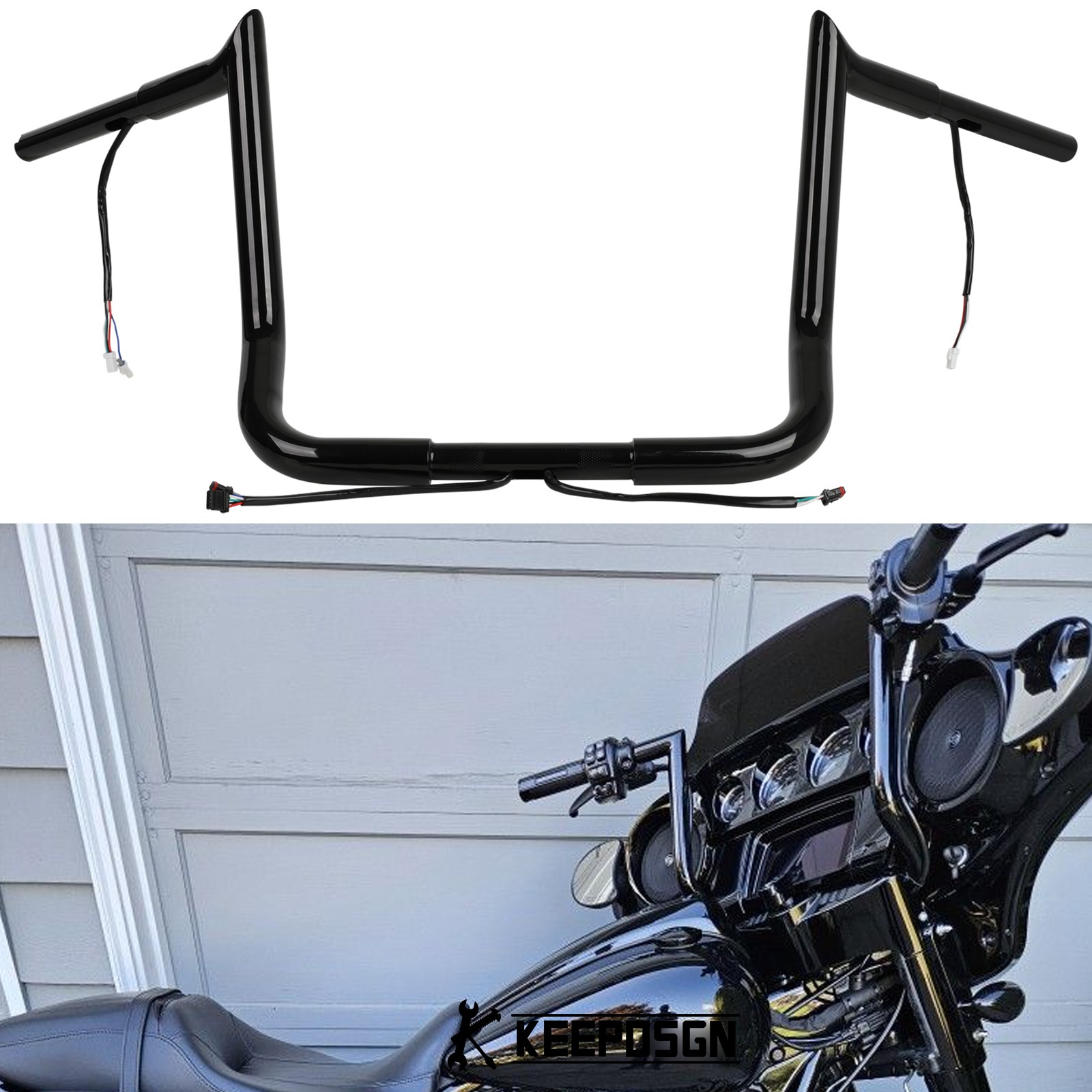 12″ Pre-Wired Meathook Bar Handlebar For Harley Street Glide Special 2014-2023