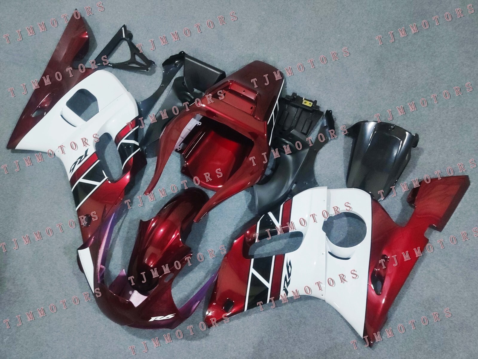 For YZF R6 1998-2002 Metallic Red White ABS Injection Mold Bodywork Fairing Kit