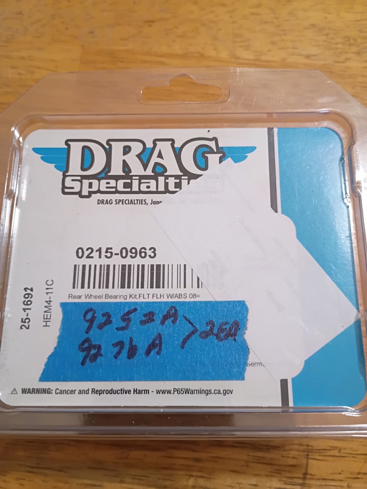 Drag Specialties Rear Wheel Bearing Kit ABS Harley 2006-2023 0215-0963 25-1692