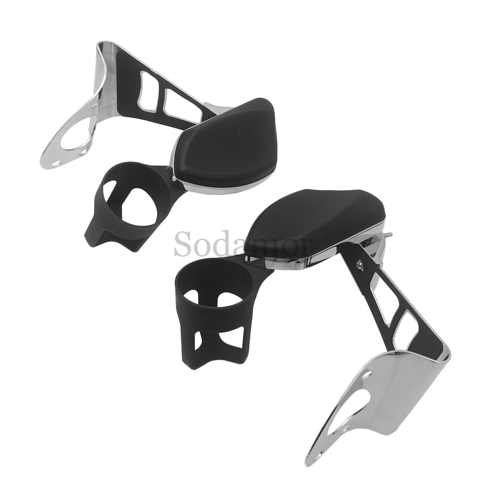 Passenger Armrests w/Drink Cup Holder Chrome For Harley Road Electra Glide 14-UP