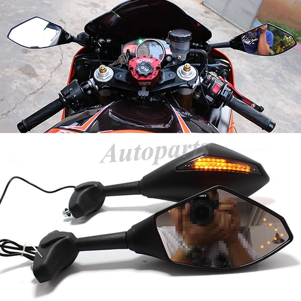 Matt black LED Turn Signal Integrated Mirrors for Suzuki GSX-R 600 750 2001-2003