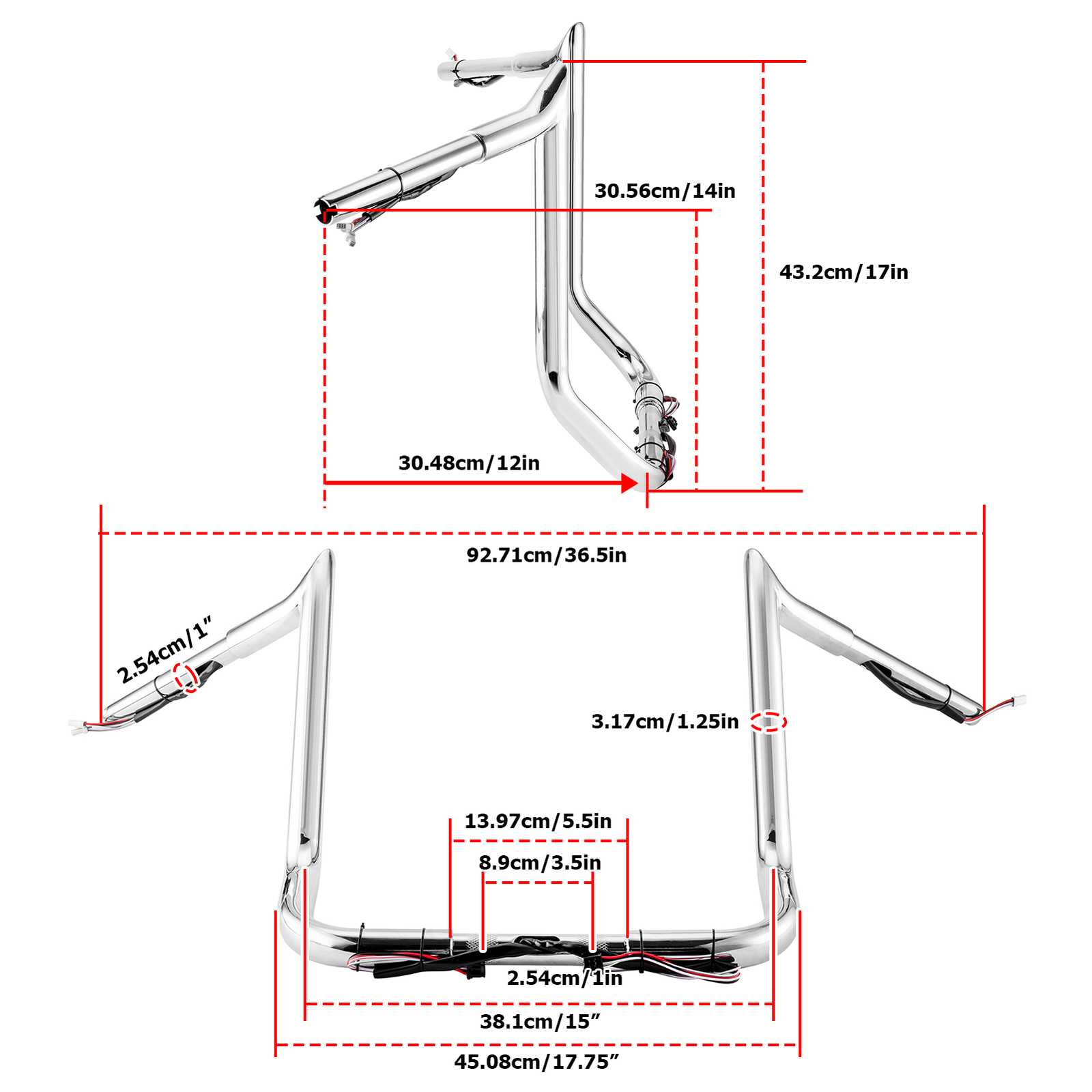 1.25″ Fat 14″ Pre-Wired Bars For Harley Bagger Touring CVO Street Glide 14-23