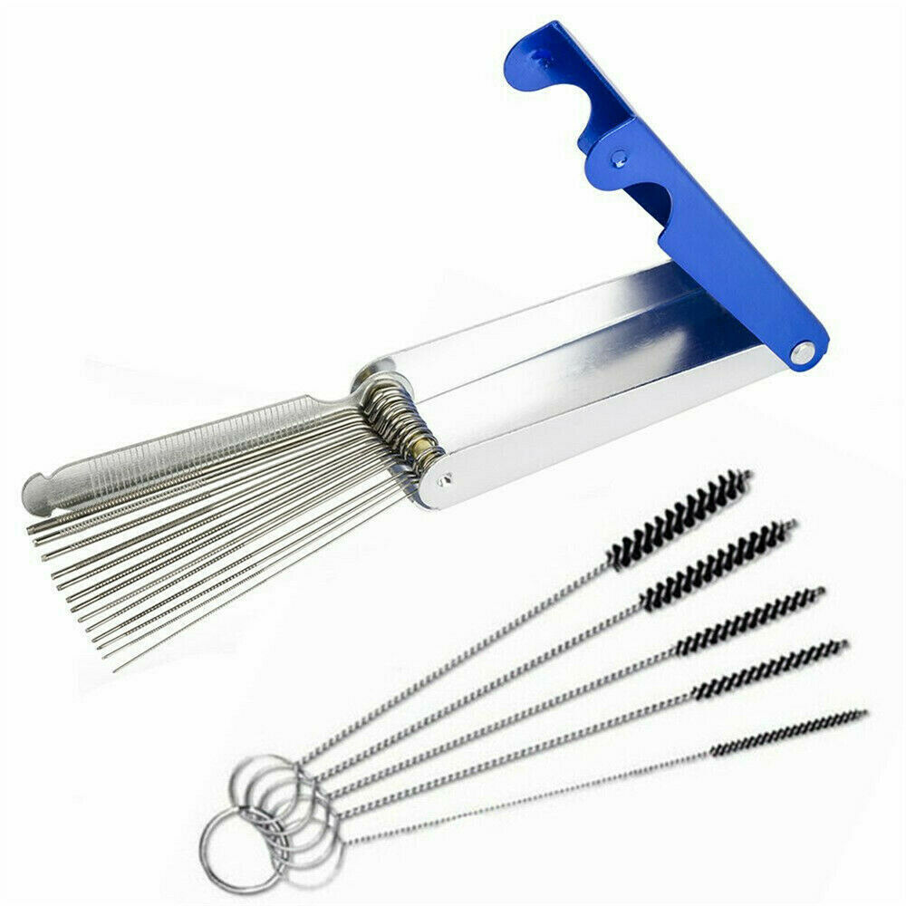 Motorcycle Carbon Dirt Jet Remove Cleaner Tools 5 Brushes 13Cleaning Needles New