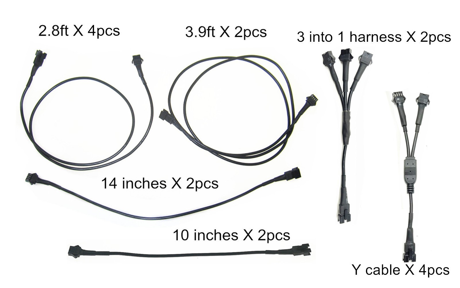 Black Extension Cord 3Way Harness For Motorcycle PLUG-NZ Color Change LED Lights