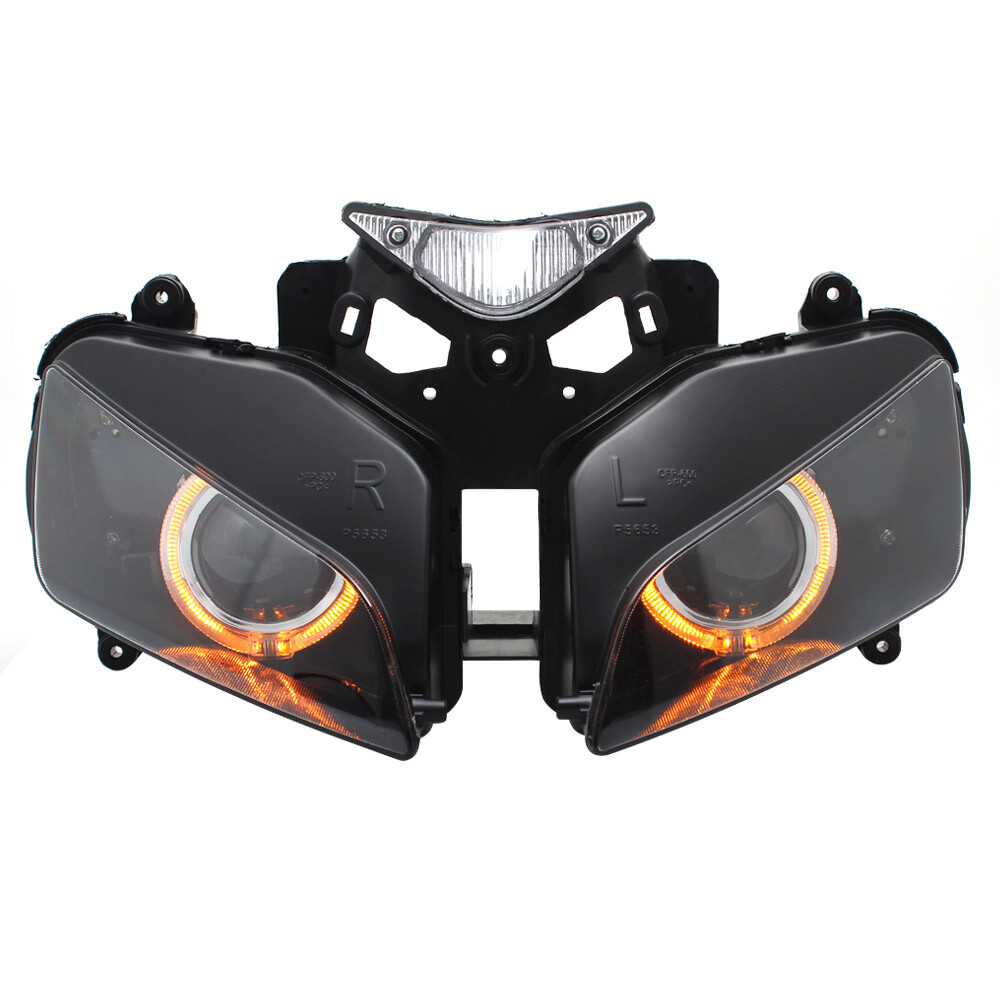 Fully Headlight Assembly HID Projector Amber Angel Eye for Honda CBR1000RR 04-07