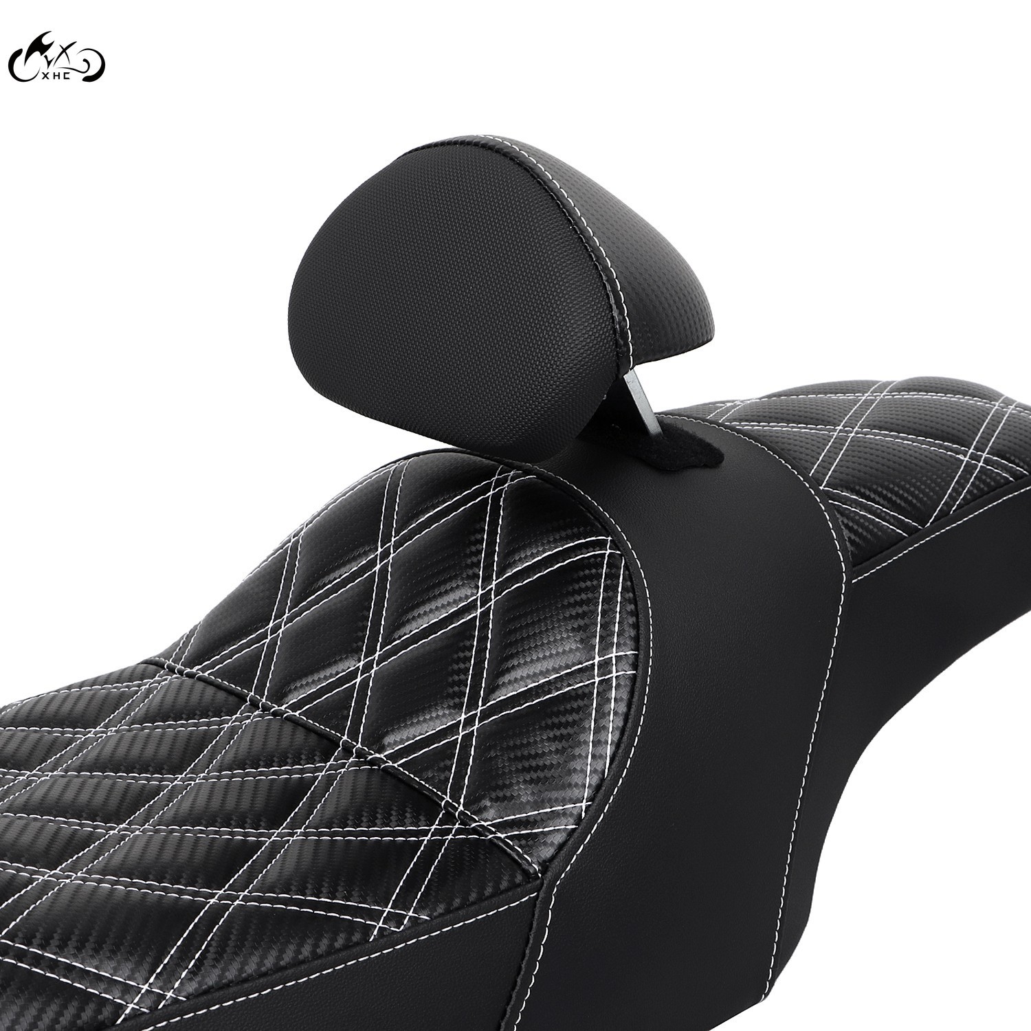 Driver Passenger Seat White Line w/ Backrest For Harley Street Glide Road King
