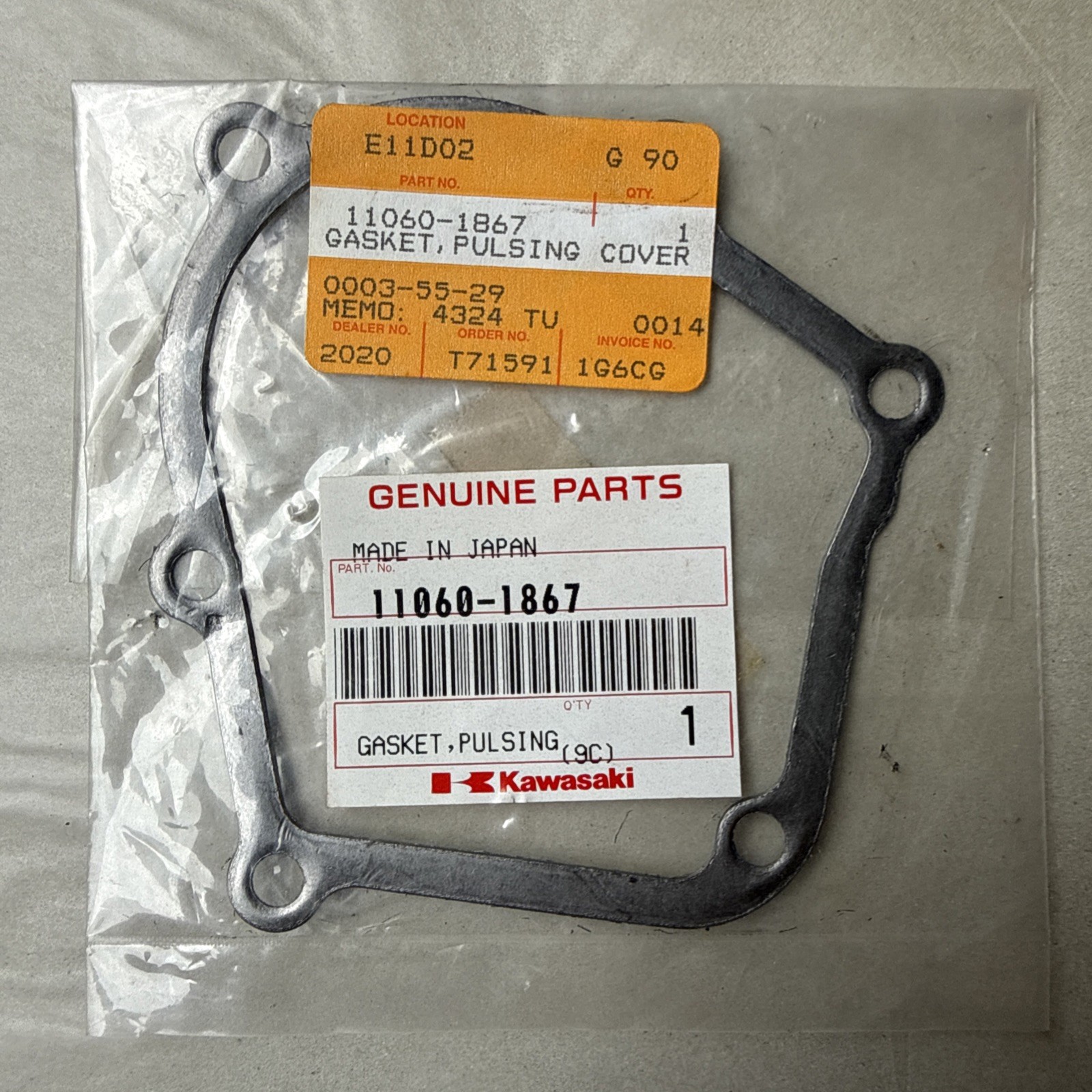 KAWASAKI ZX6R NINJA IGNITION PULSING COVER GASKET 11060-1867 ZX-6R ZZR600
