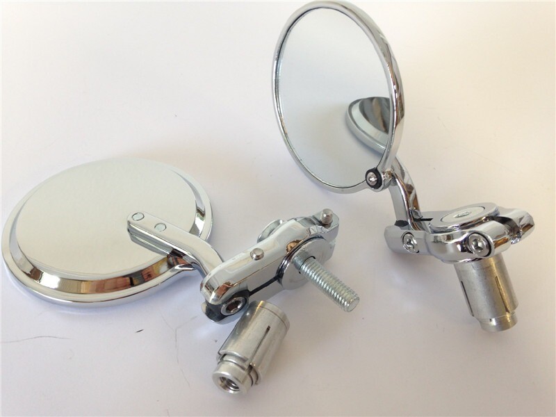 Pair Chrome Foldable Universal Motorcycle Round 7/8″ Handle Bar End Side Mirrors
