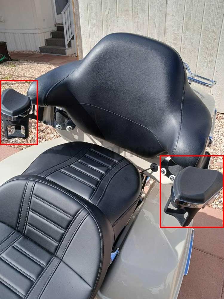 Passenger Armrests w/Drink Cup Holder Chrome For Harley Road Electra Glide 14-UP