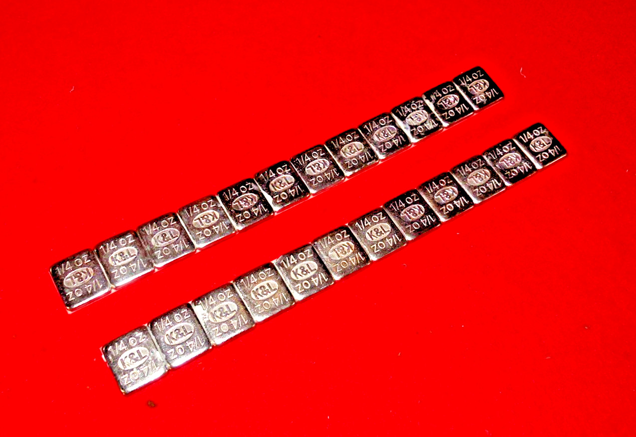 6 oz. CHROME WHEEL WEIGHTS SELF ADHESIVE INCREMENTS steel, stick on, 2 strips