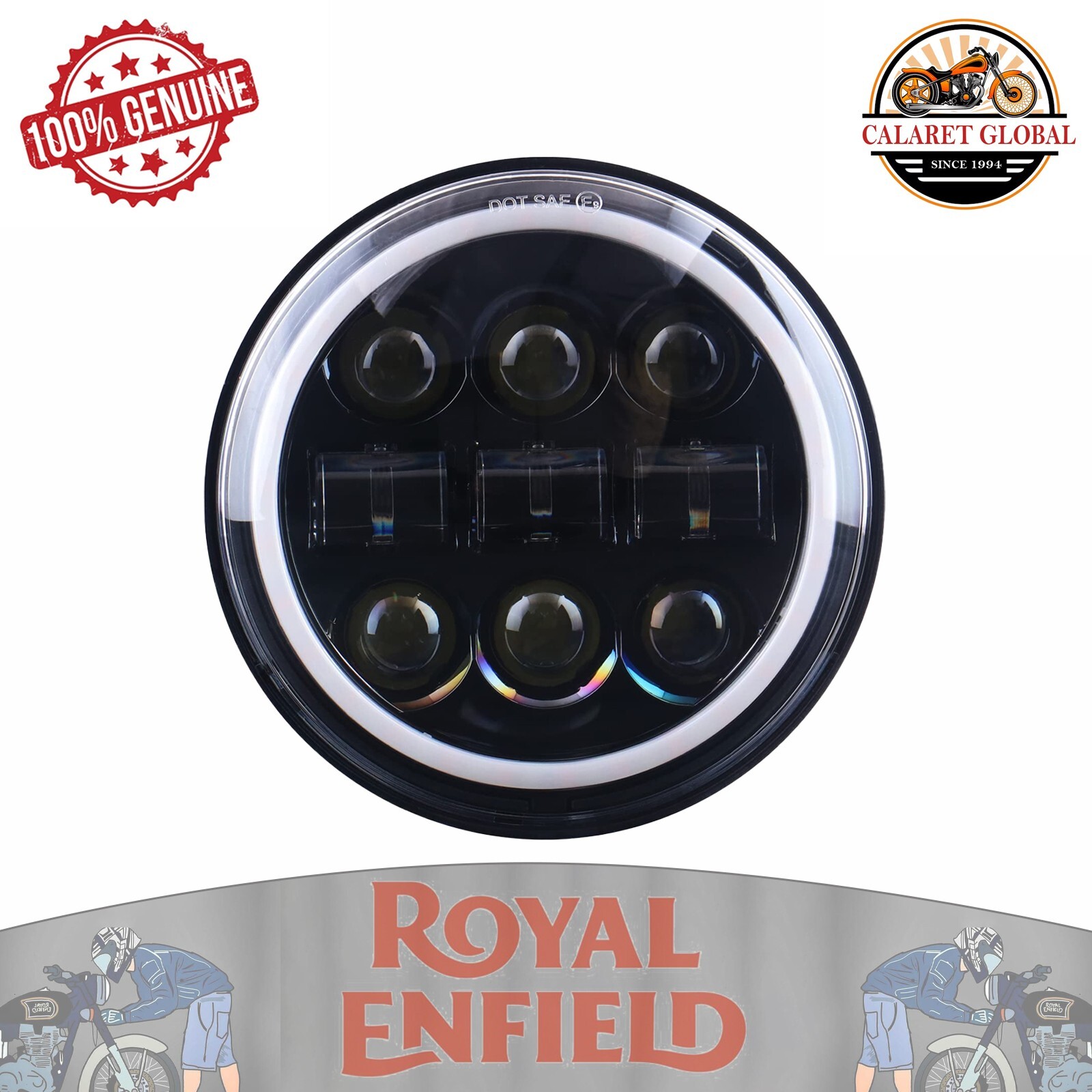 NEW 9 LED HEADLIGHT 7″ FOR ROYAL ENFIELD HUNTER 350 METEOR 350 / THAR / JEEP