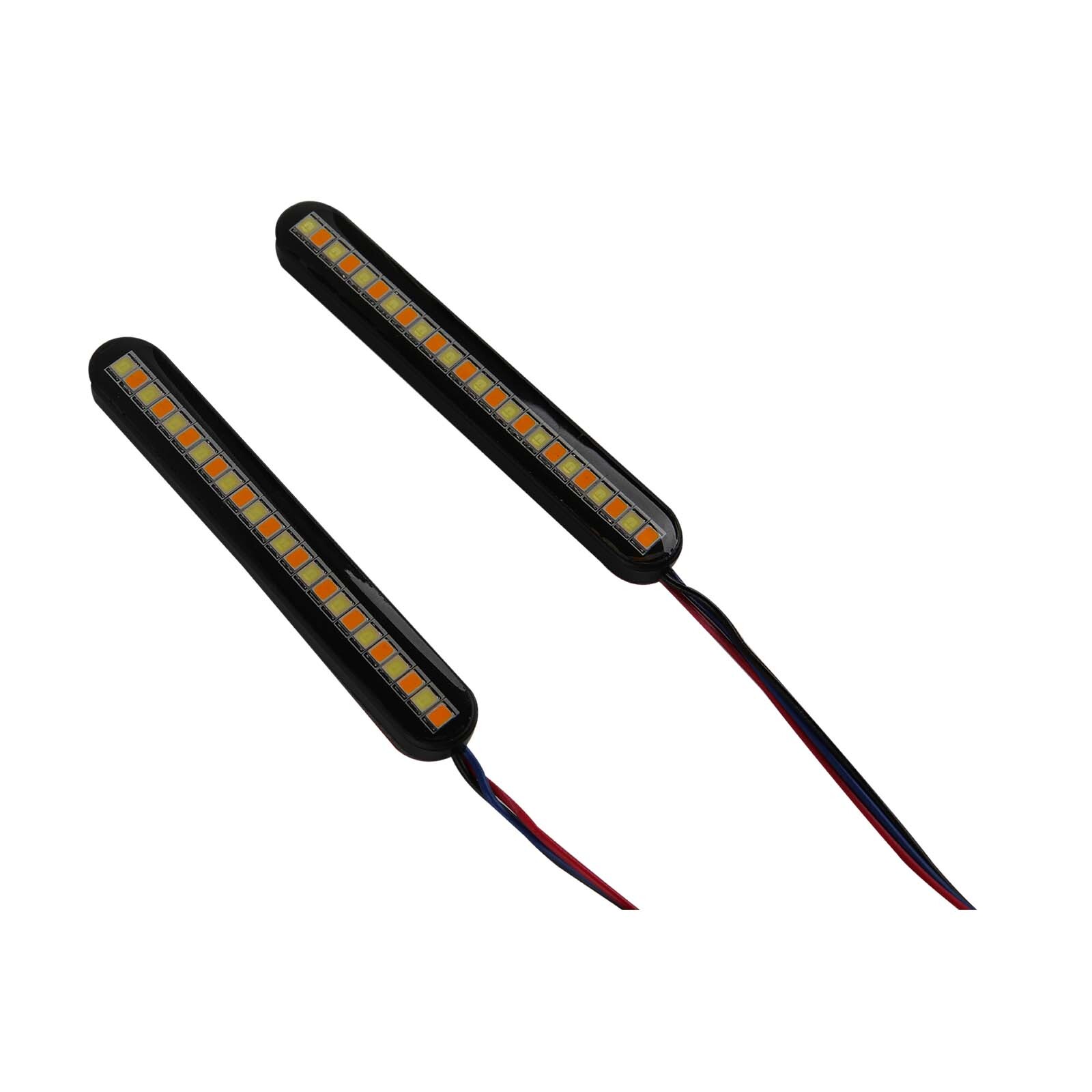 2X Sequential Flowing Motorcycle LED Strip Bar Turn Signal Amber Light Blinker