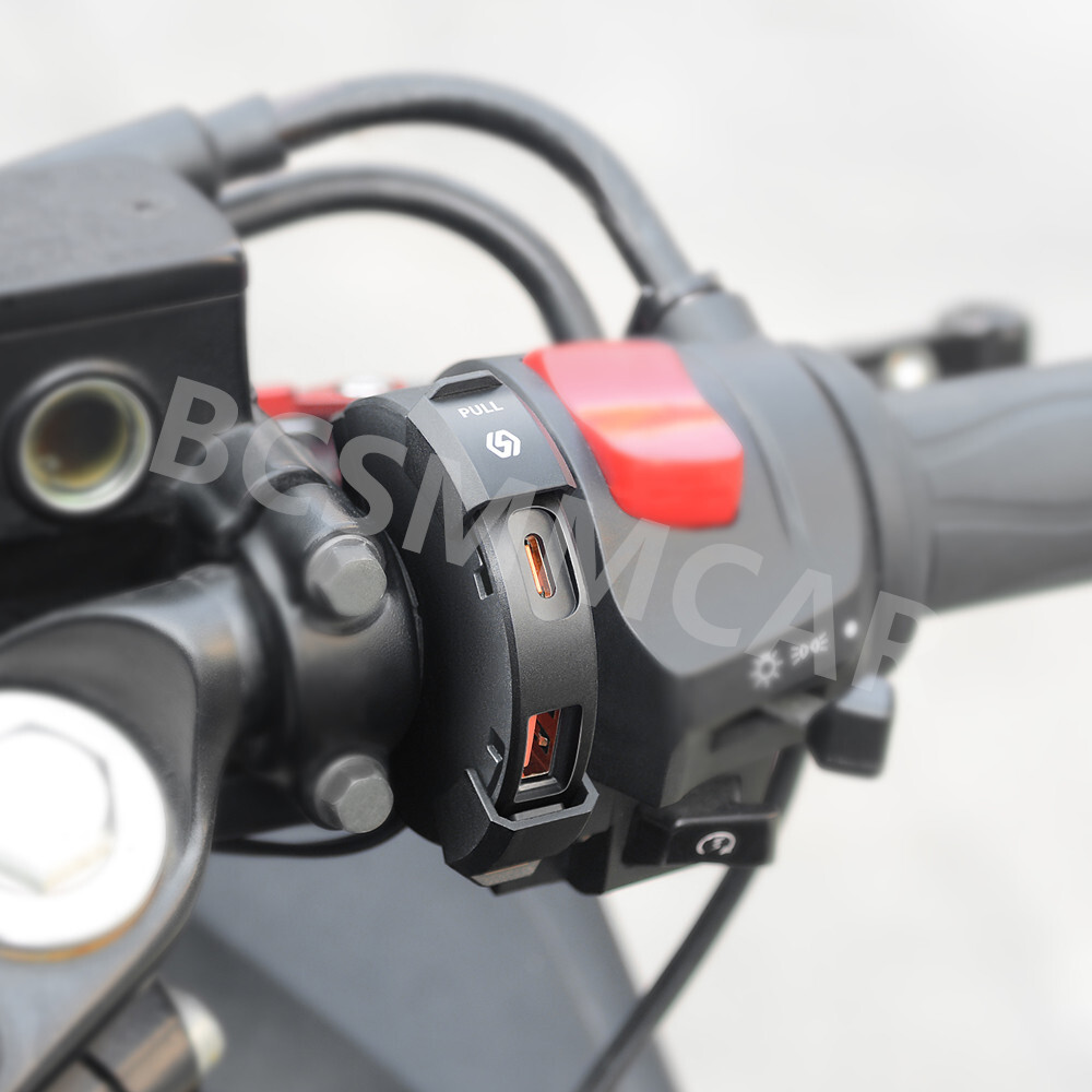 48W Fast Charging Motorcycle Handlebar Phone Charger QC3.0 Type C USB Adapter