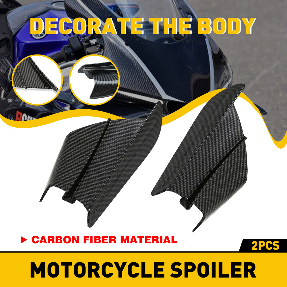 1Pair Motorcycle Side Winglets Air Deflector Wing Kit Spoiler Gloss Carbon Fiber