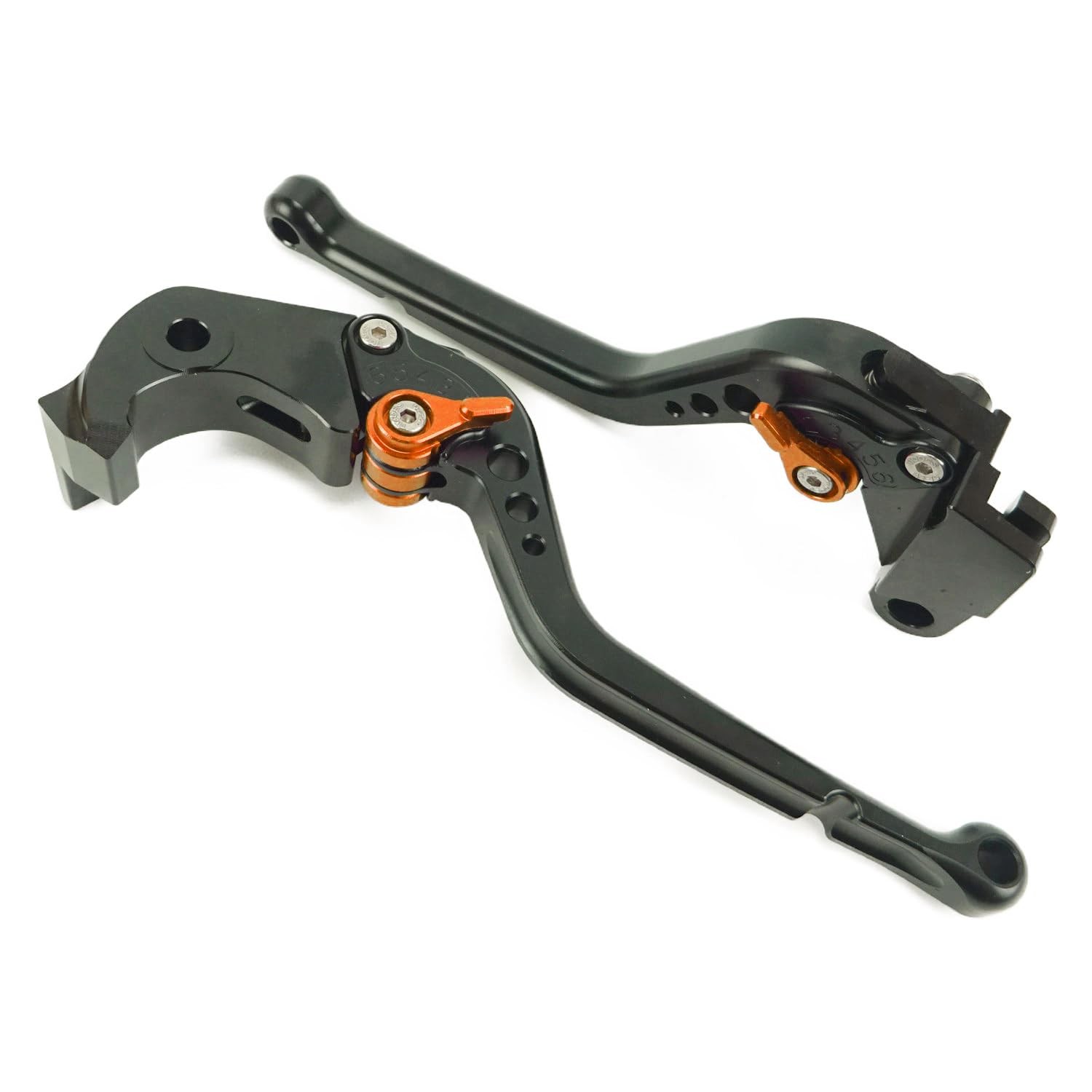 K26 Black (Orange) Matte Finish Kawasaki Brake and Clutch Levers, 6-Position Adj