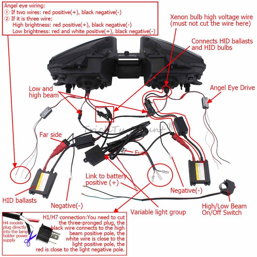 Fully HID Headlight Assembly Red Angel Eyes Headlamp For Yamaha YZF R6 2006-2007