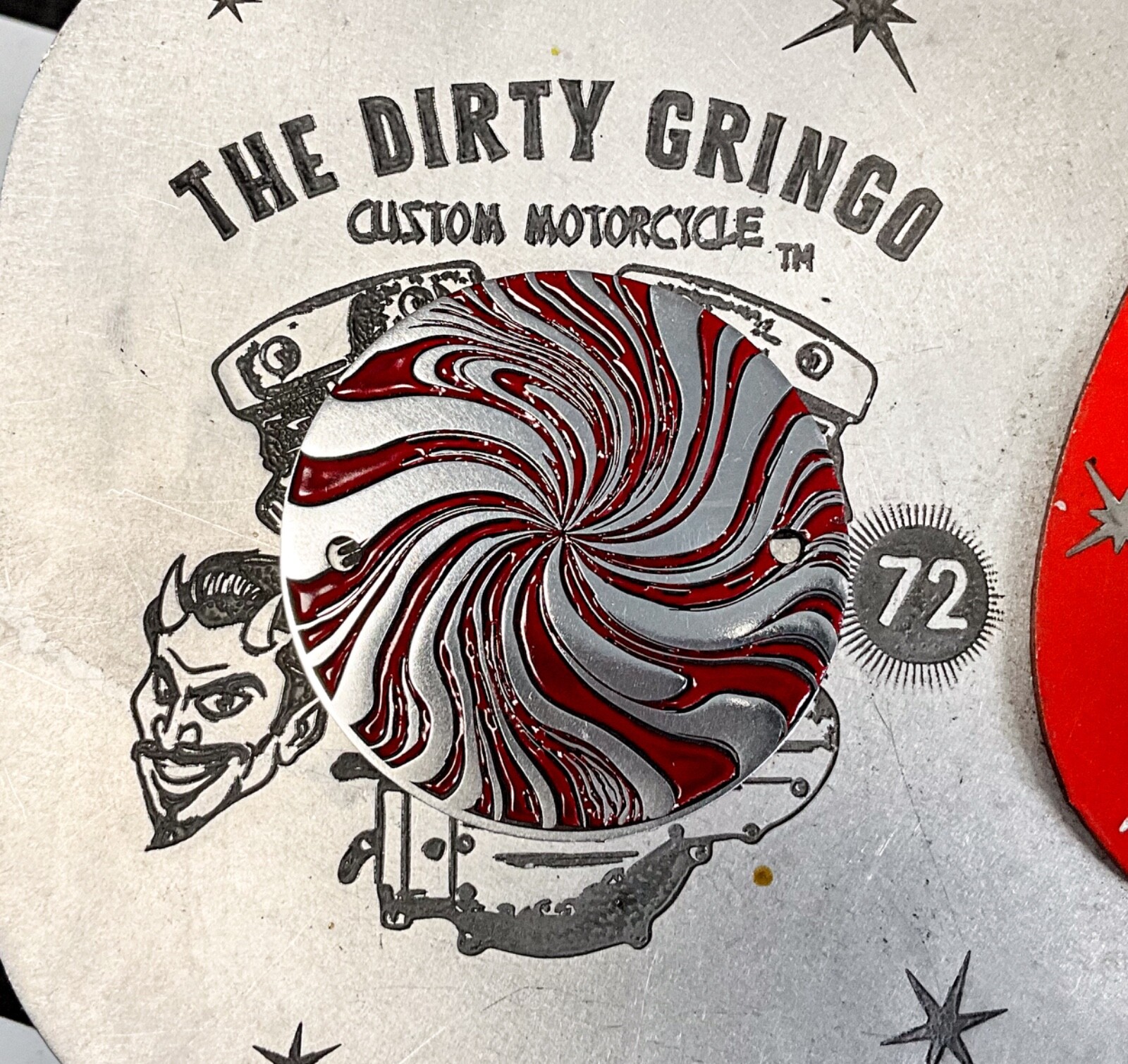 Hot Psycho Candy Red & Silver Evo Shovelhead 2 Hole Timing Cover Harley Davidson