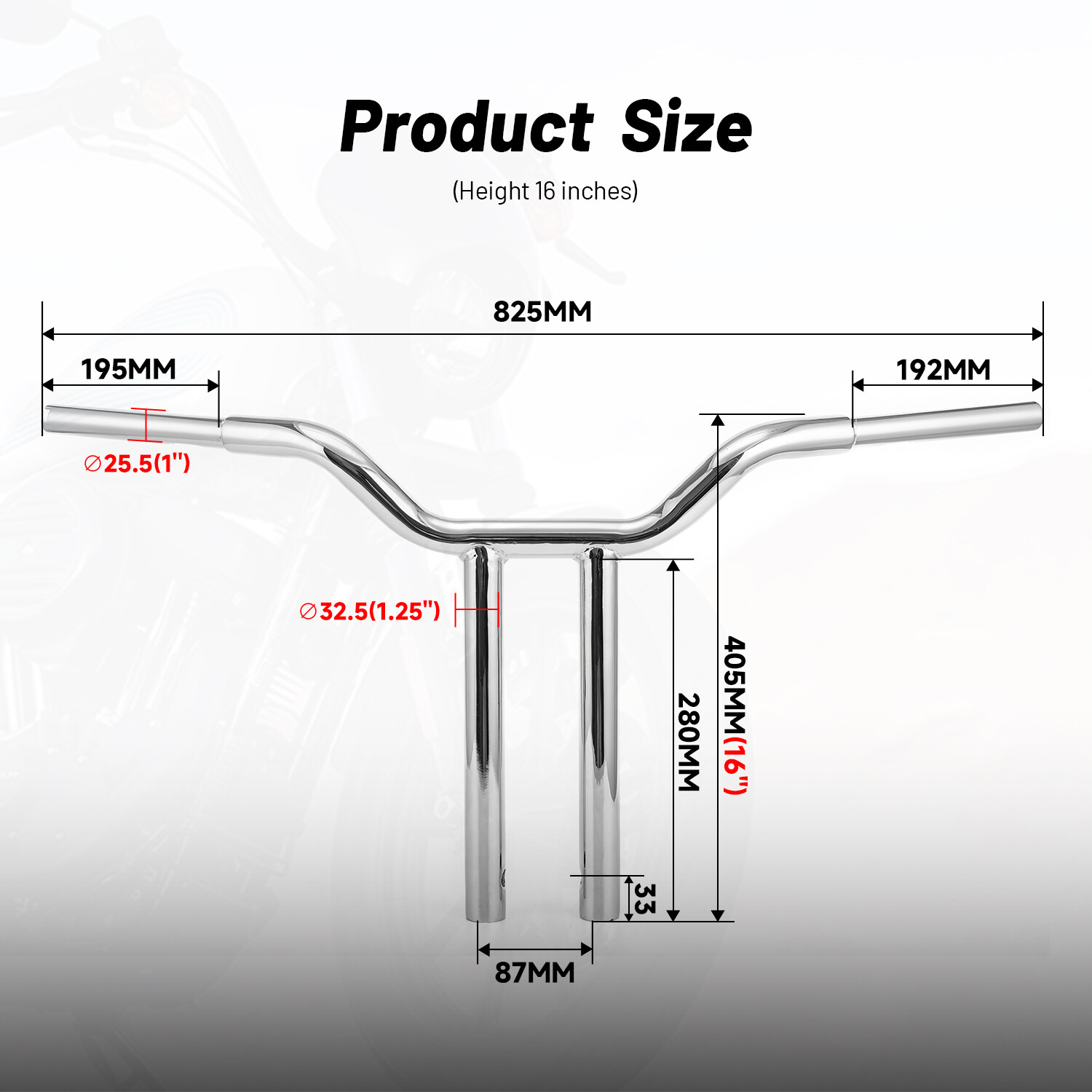 10″ 12″ 14” 16″ Gloss Black Pre-Drilled Handlebar T-Bar For Harley Dyna Softail