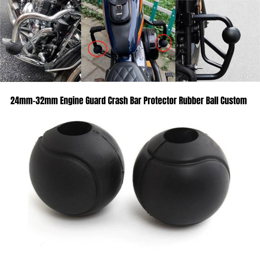Black 25mm Engine Guard Crash Bar Protector Rubber Ball Fit For Harley Univresal