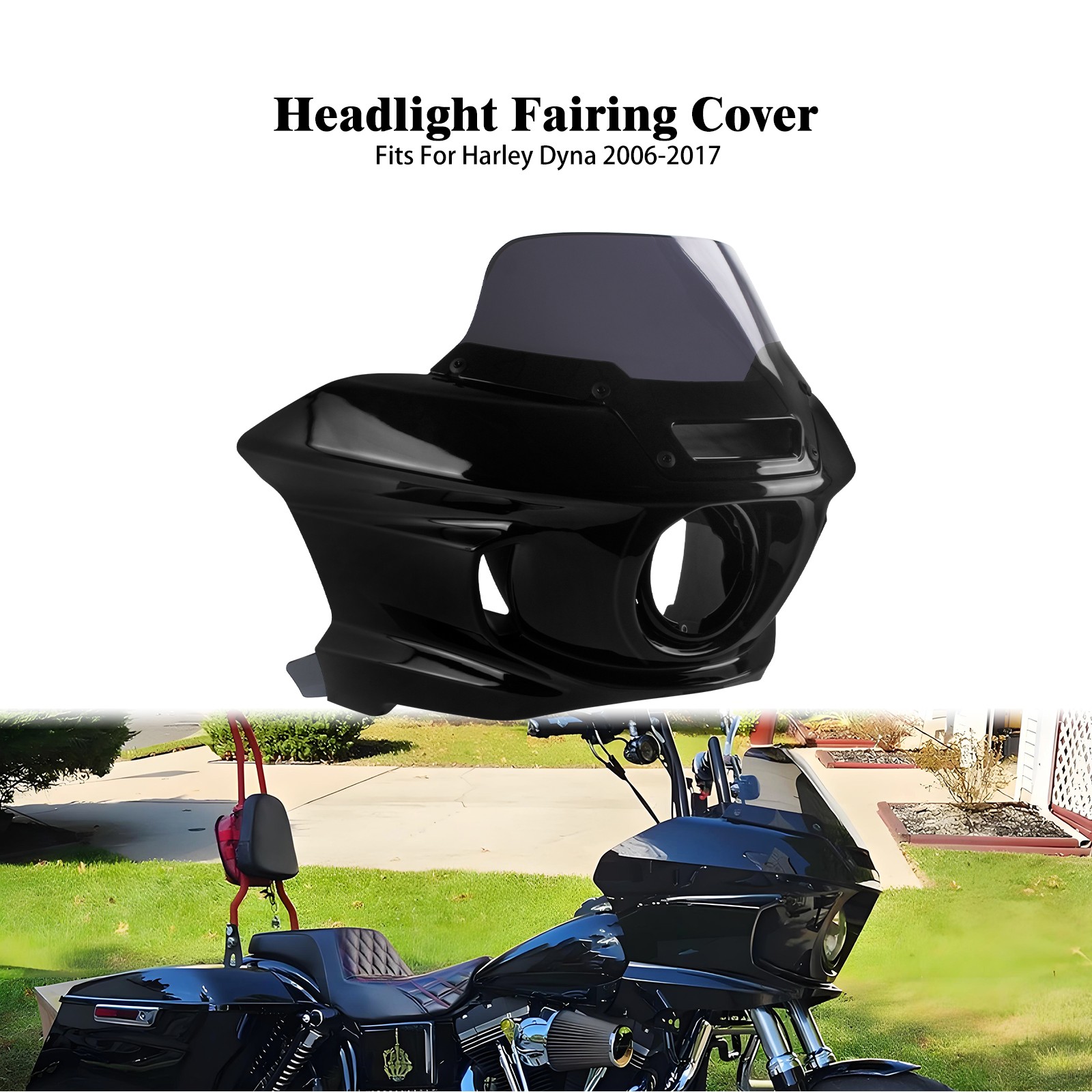 Black Front Headlight Fairing w/ Windshield For Harley Dyna FXDWG FLD 2006-2017