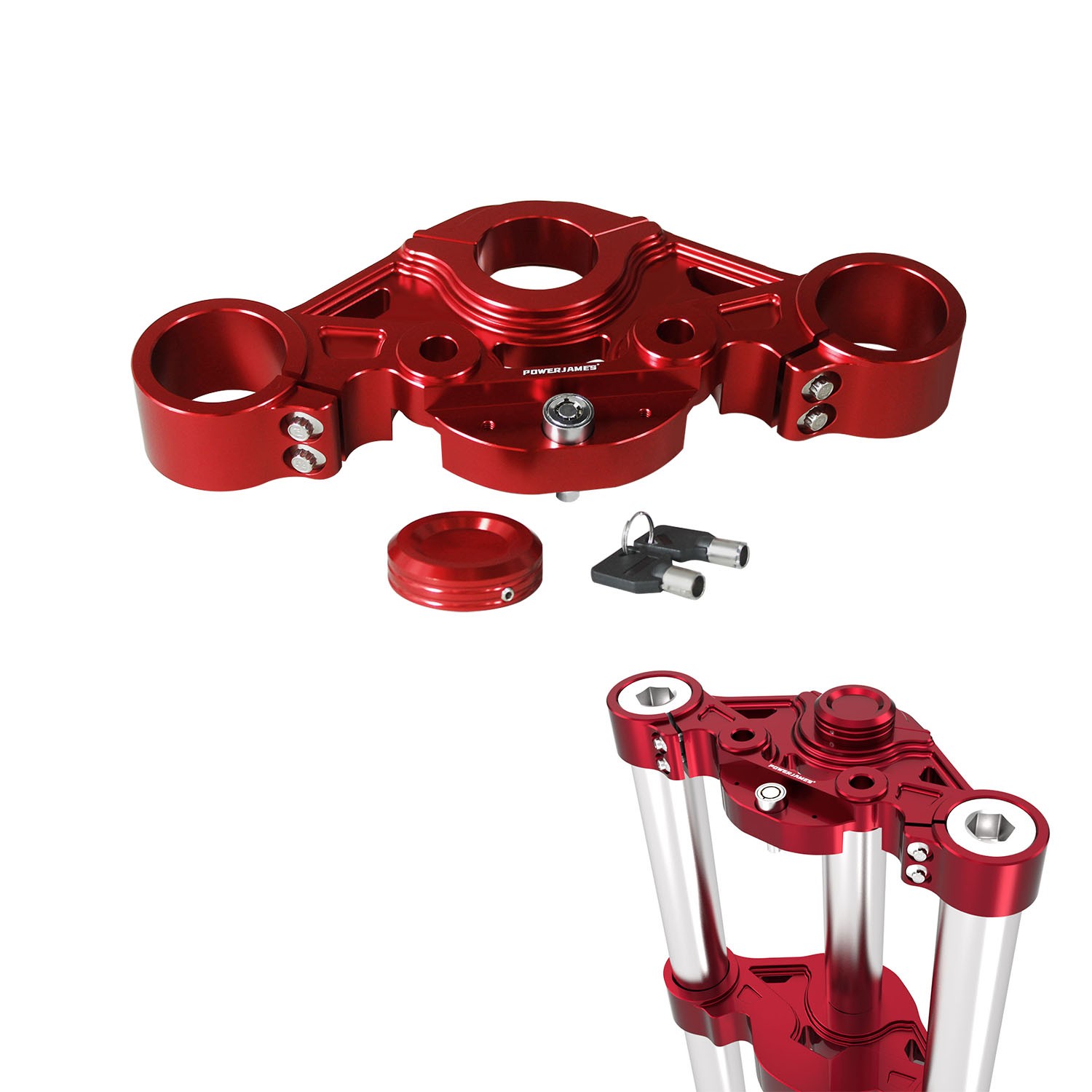 Red Upper Triple Tree for Road Glide With Lock for Harley 2015-2023 Road Glide
