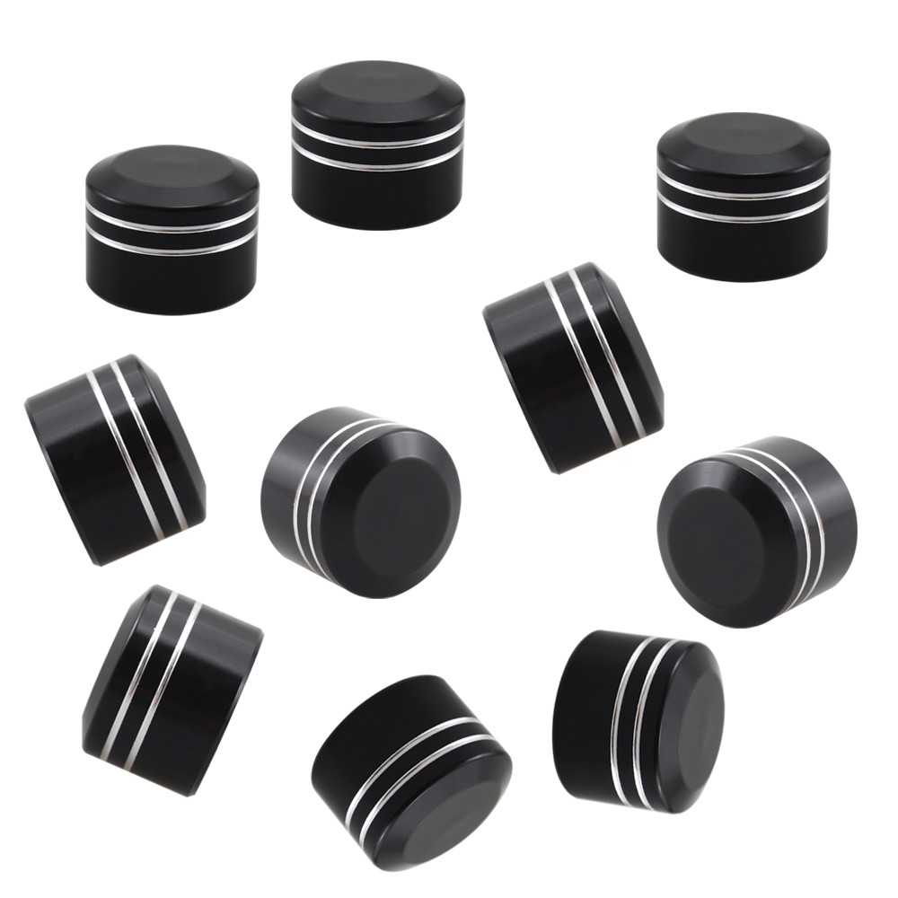 10x Black Bolt Caps Screw Topper Nut Protector Covers Hats Fit For Harley Honda
