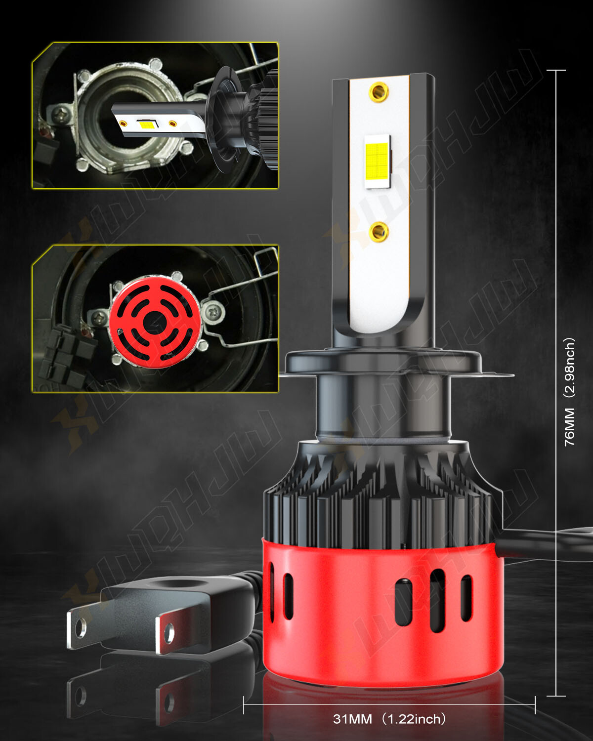 2X H7 LED Headlight Bulb For Kawasaki Ninja ZX6R ZX636C 2003-2006 ZX636E 2013-14