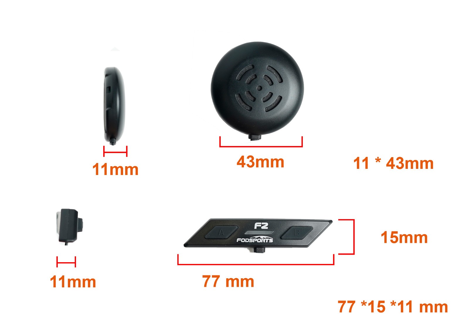FOD F2 Motorcycle Intercom Headset Wireless 5.4 Communication System 1000M 2 Way