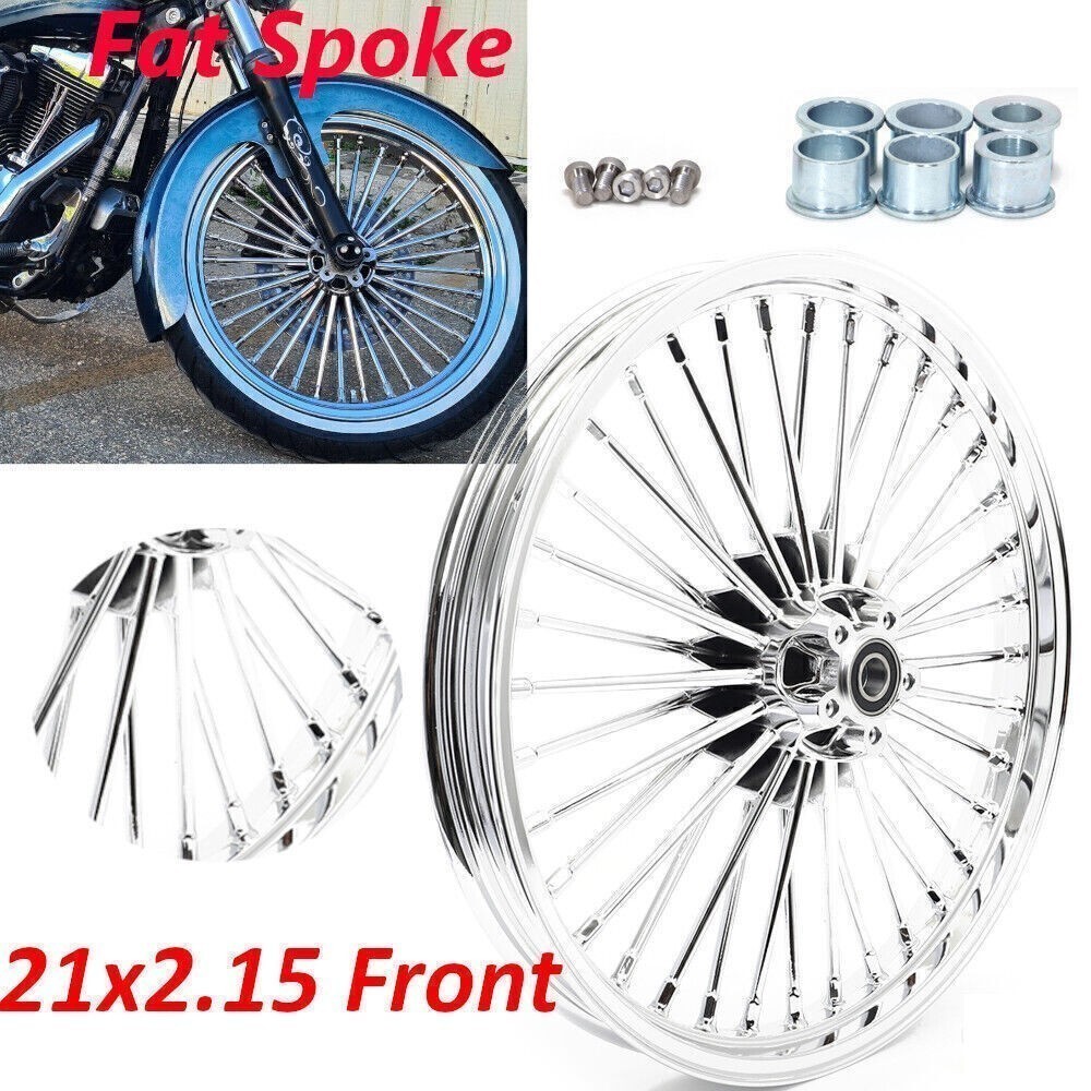 Chrome 21×2.15 Fat Spoke Front Wheel Dual Disc For Harley Dyna FXDB FXDL Used