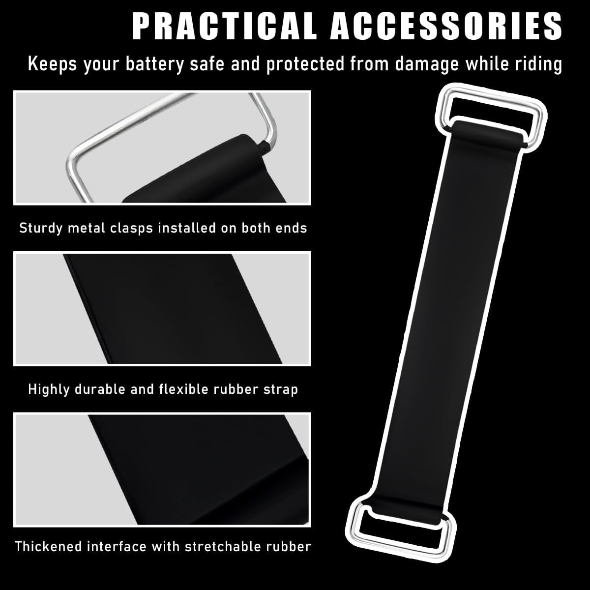 Motorcycle Battery Strap, 2-Piece Stretchable Rubber Band Holder BelColor: 2 PCS