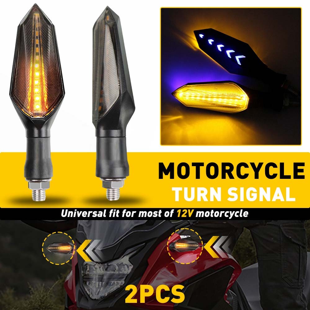 AUXITO Amber Blue Motorcycle LED Turn Signal Lights Lamp Dynamic Car Accessories