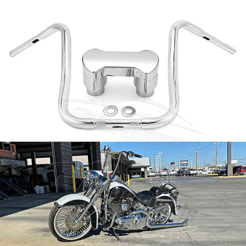 16″ Ape Hanger Handlebar + 2″ Handlebar Clamp For Harley Softail Deluxe Fat Boy