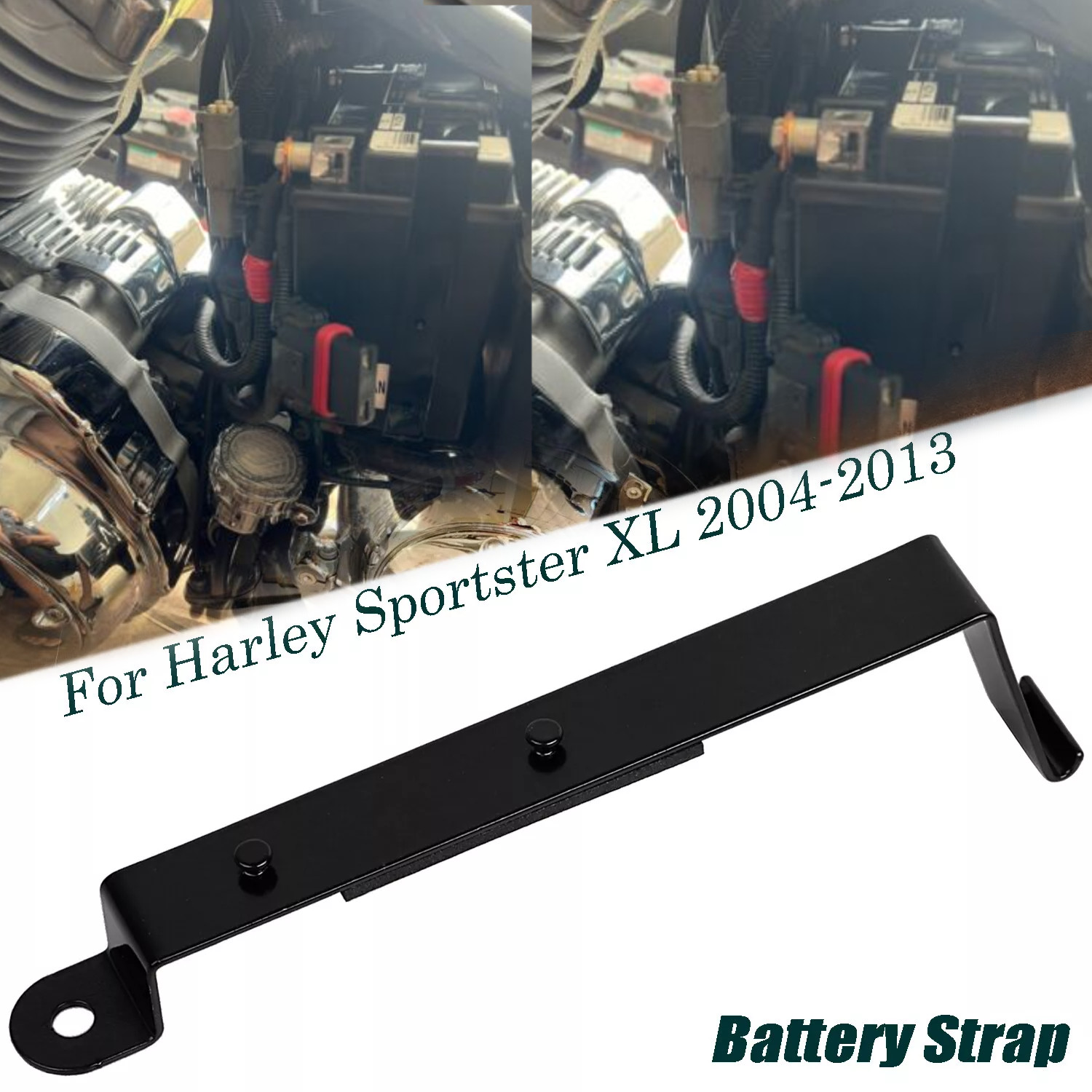 Black Metal Battery Hold-Down Strap Tie Bar For Harley Sportster XL 2004-2013