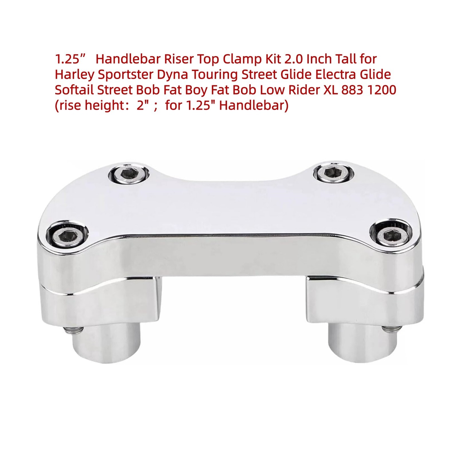 1.25” Handlebar Riser/Top Clamp Kit 2.0″ Tall for Harley Touring Models, Chrome