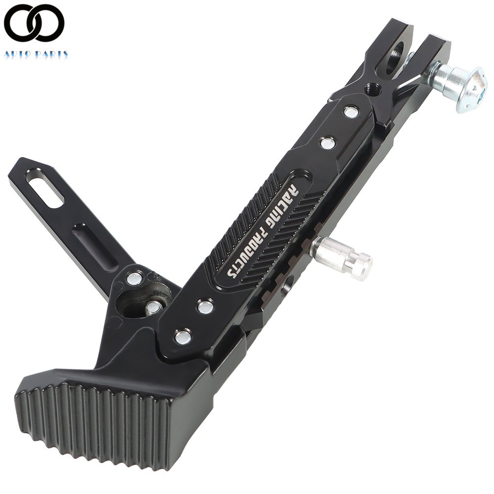 Adjustable CNC Aluminum Alloy Kickstand Motorcycle Foot Side Support Stand Black