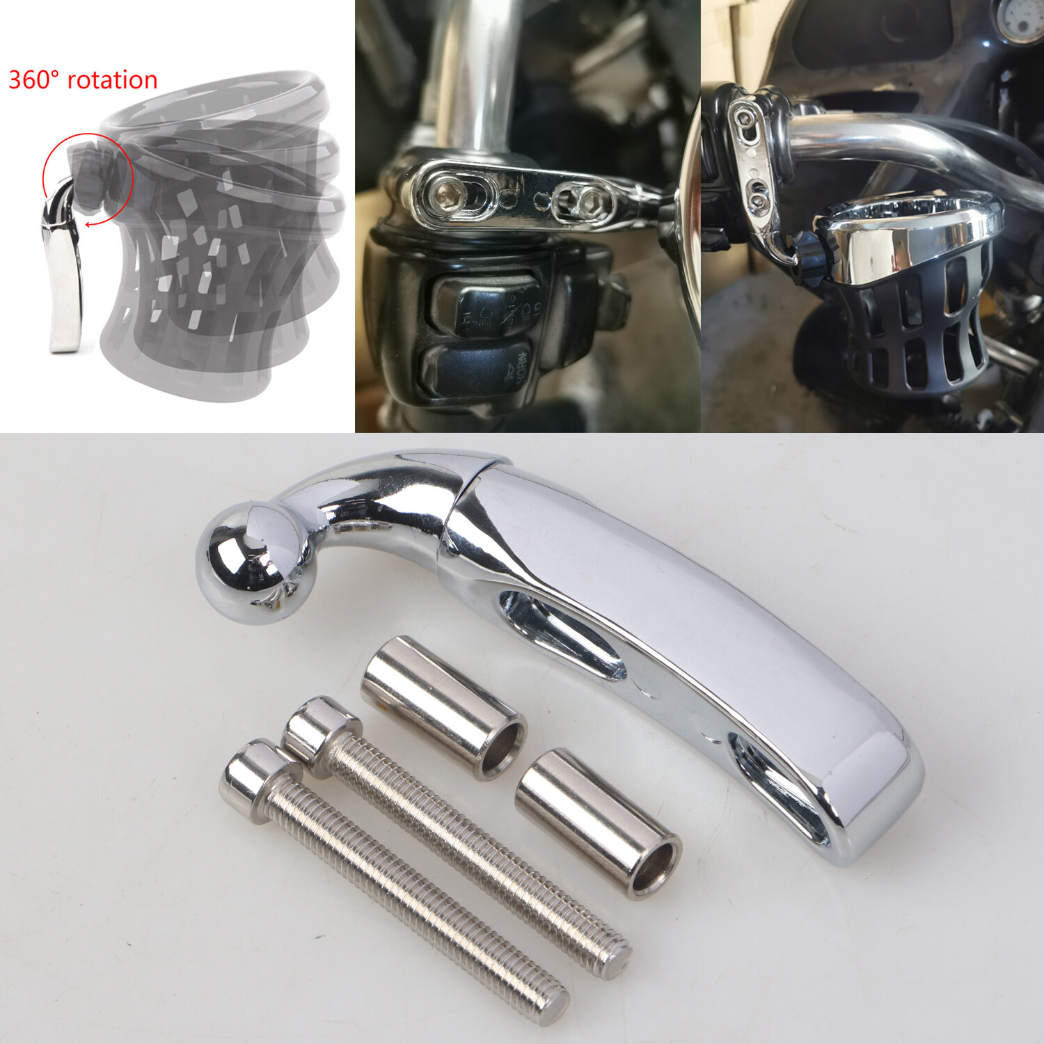 Chrome Handlebar Drink Cup Holder Bracket For Harley Electra Road Glide Softail