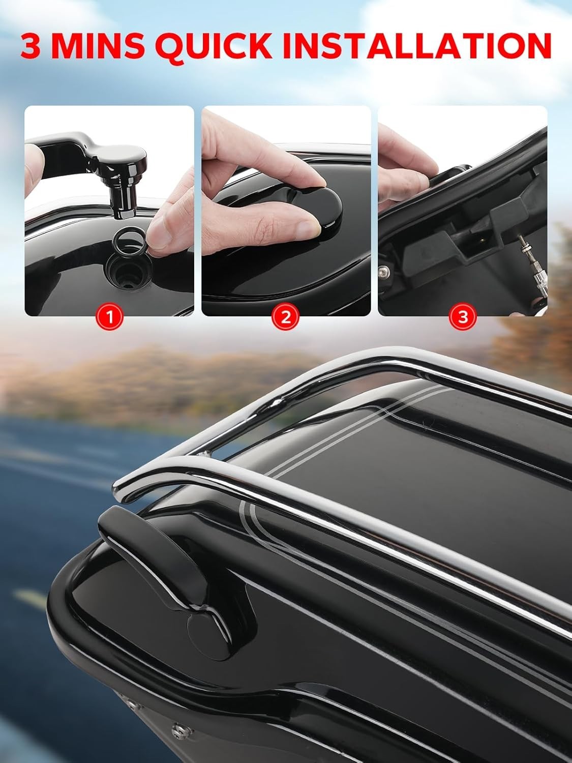 Amazicha Saddlebag Latch Kit Stainless Steel Saddle Bag One Size, Black