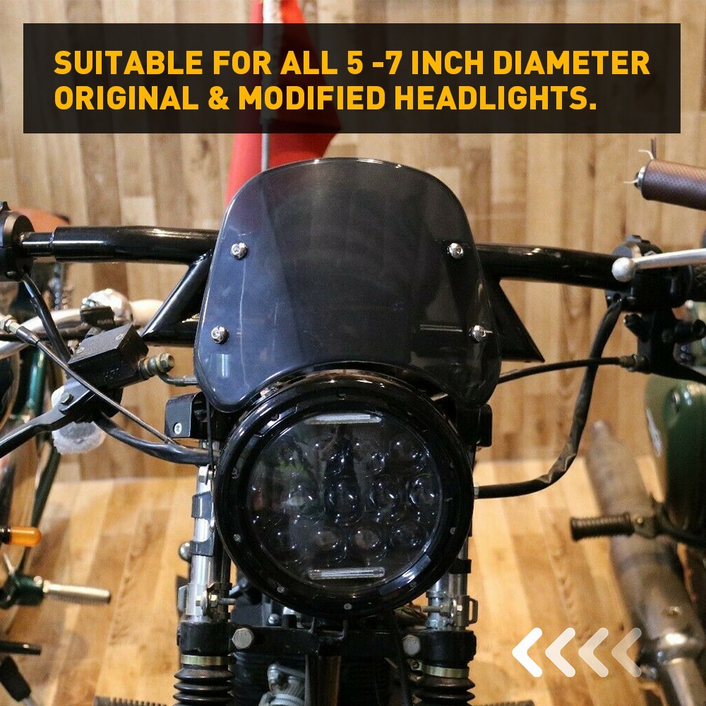 5″-7″ Round Headlight Universal Motorcycle BLACK Windshield Windscreen For Honda