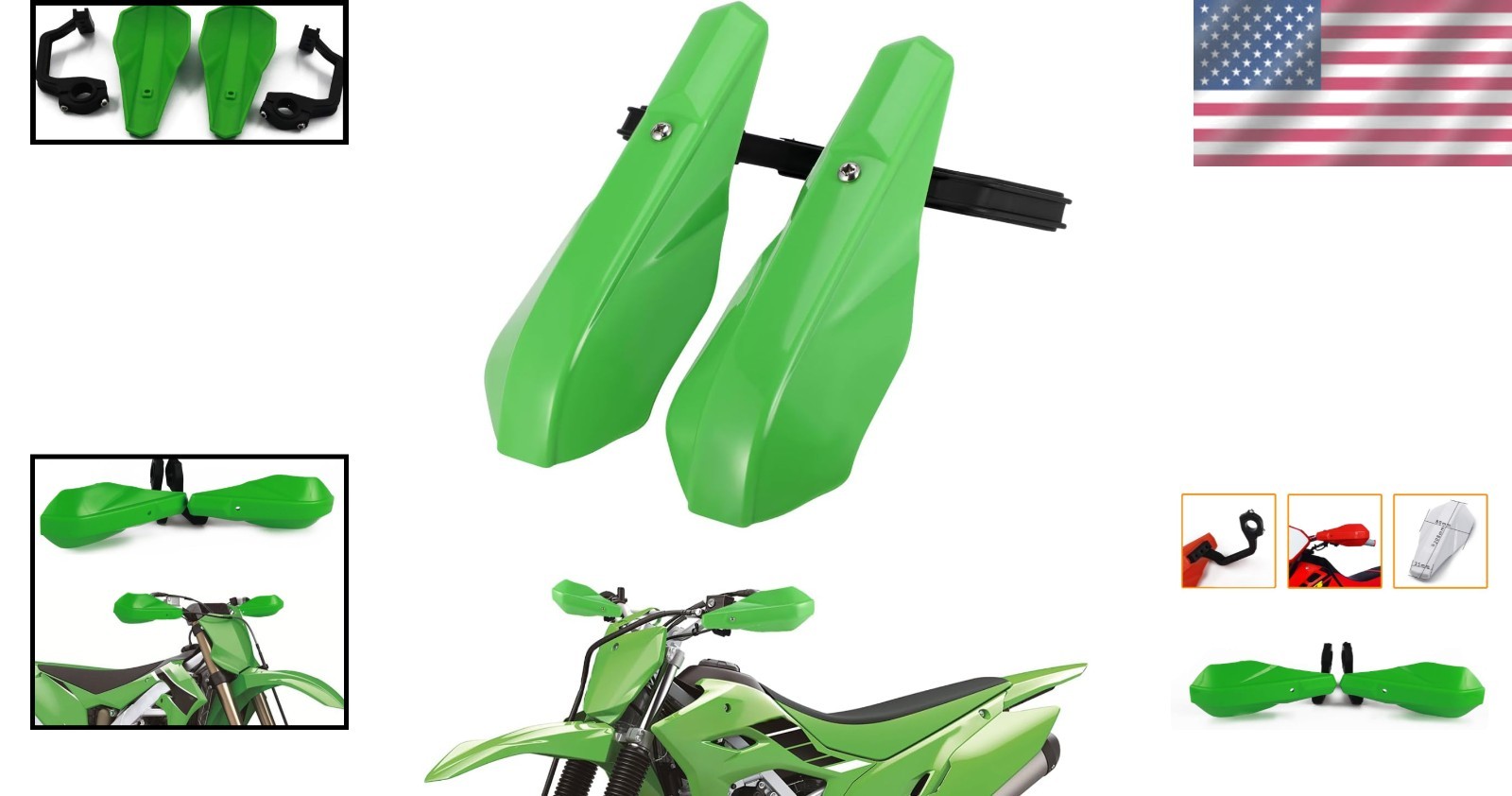 Ergonomic Motorcycle Handguards – Green Powder-Coated Protection for Dirt Bikes