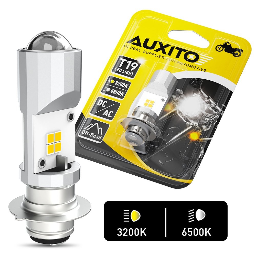 AUXITO LED Driving Headlight AC/DC T19 Motorcycles ATV Cool White +ellow Dual Y