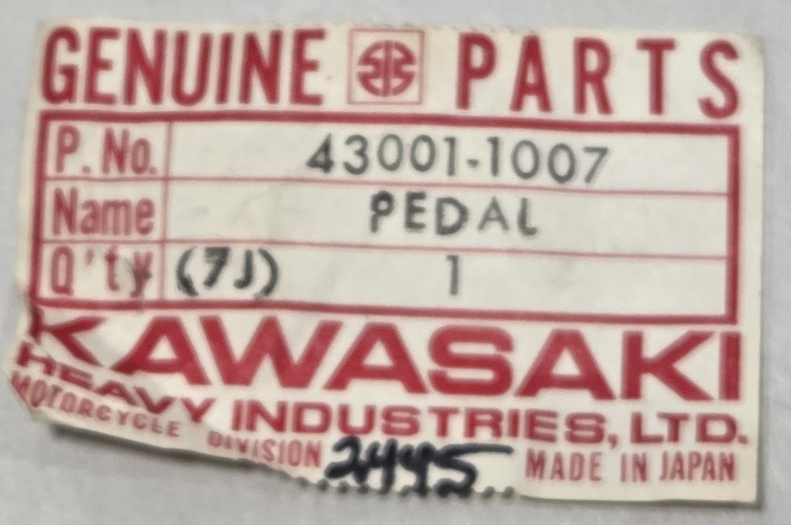 1 NEW 1978 1979 Kawasaki KX250 Rear Brake Pedal Lever KX 250 NOS OEM 43001-1007