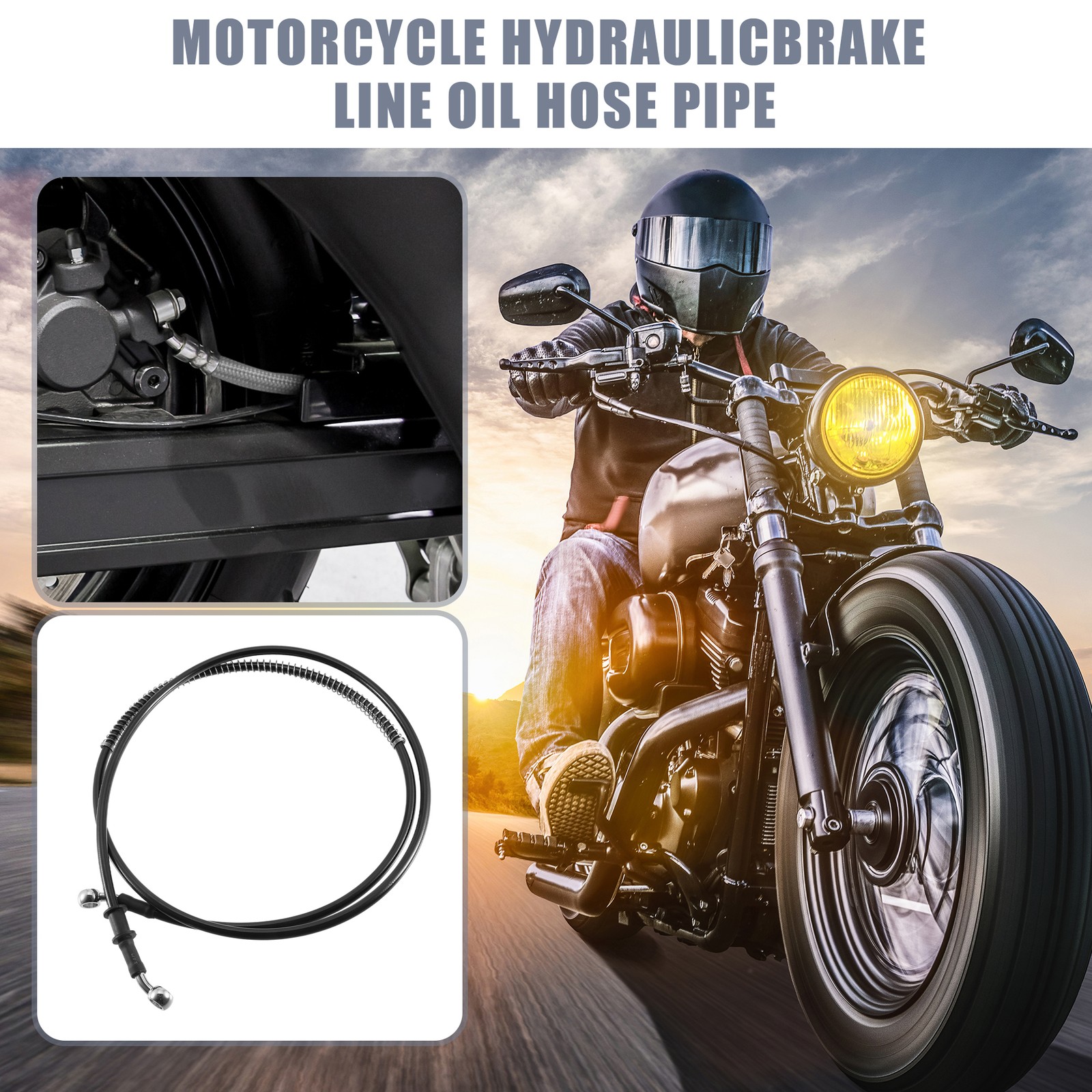 160cm AN3 M10 Car Hydraulic Brake Line Oil Hose Pipe Fitting 28° 28° Black