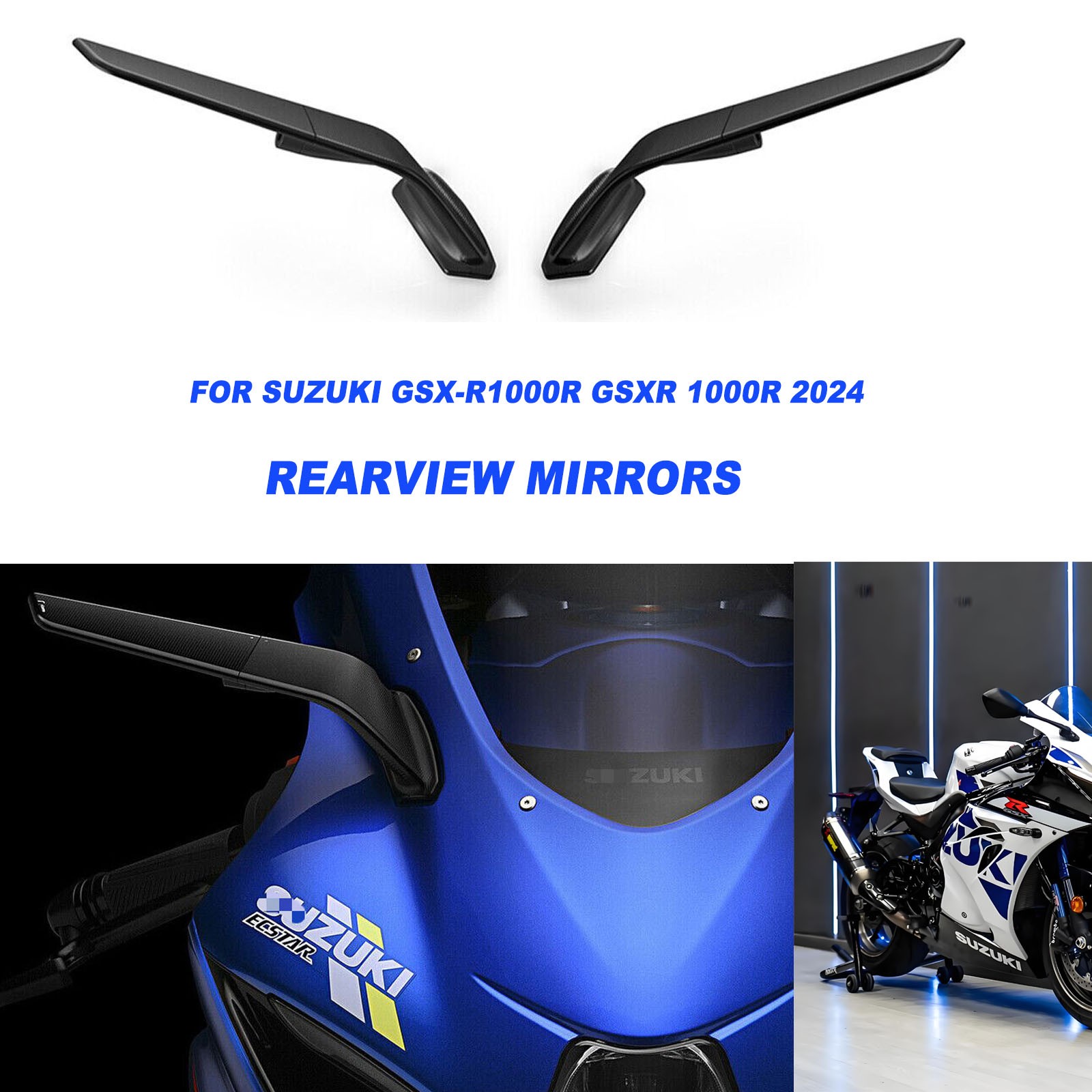 For SUZUKI GSX-R1000R GSXR 1000R 19-2024 Swivel Side Mirror Rearview Mirrors Fit