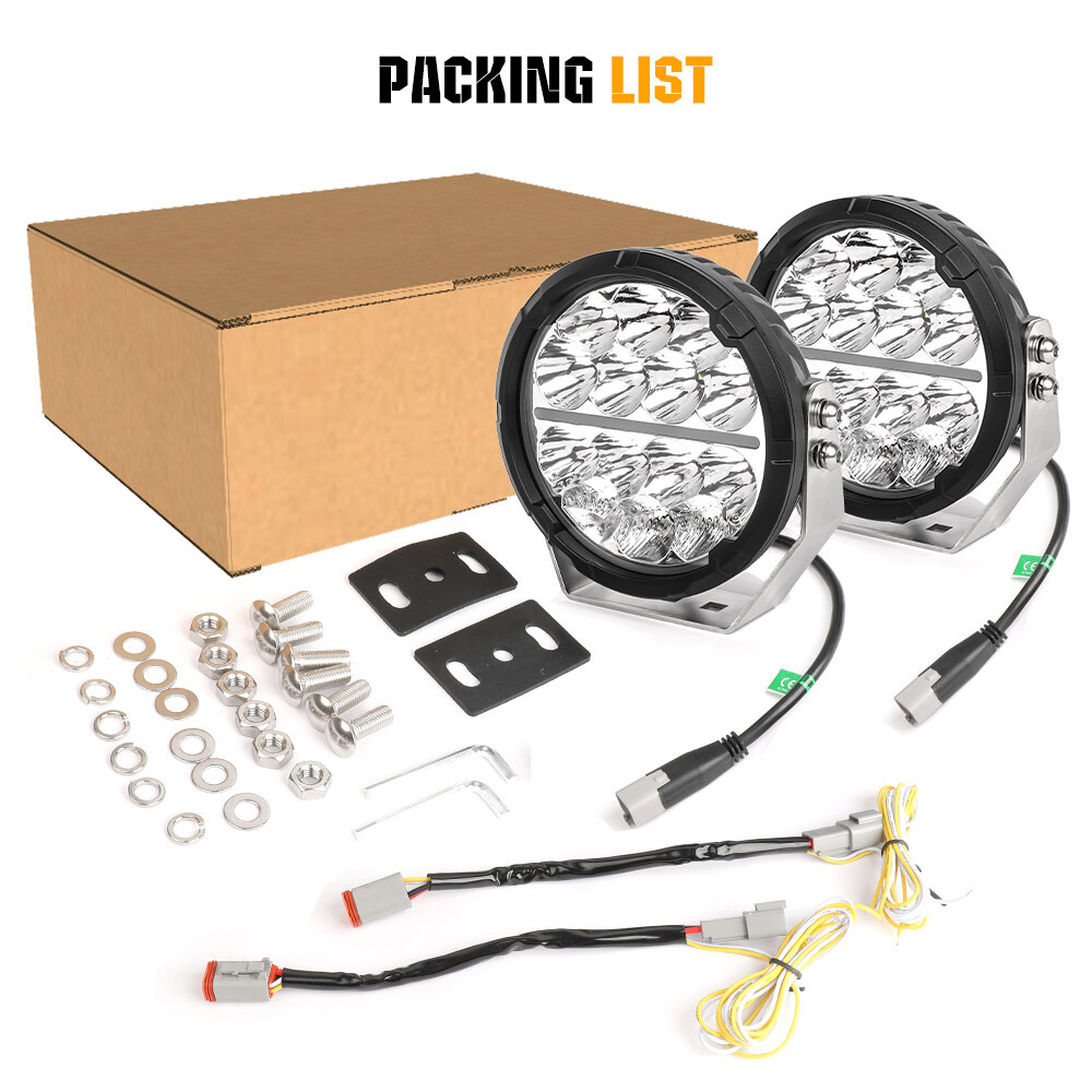 Pair 6.5″inch Black LED Driving Lights Spot Round Work 4×4 SUV Offroad Truck DRL
