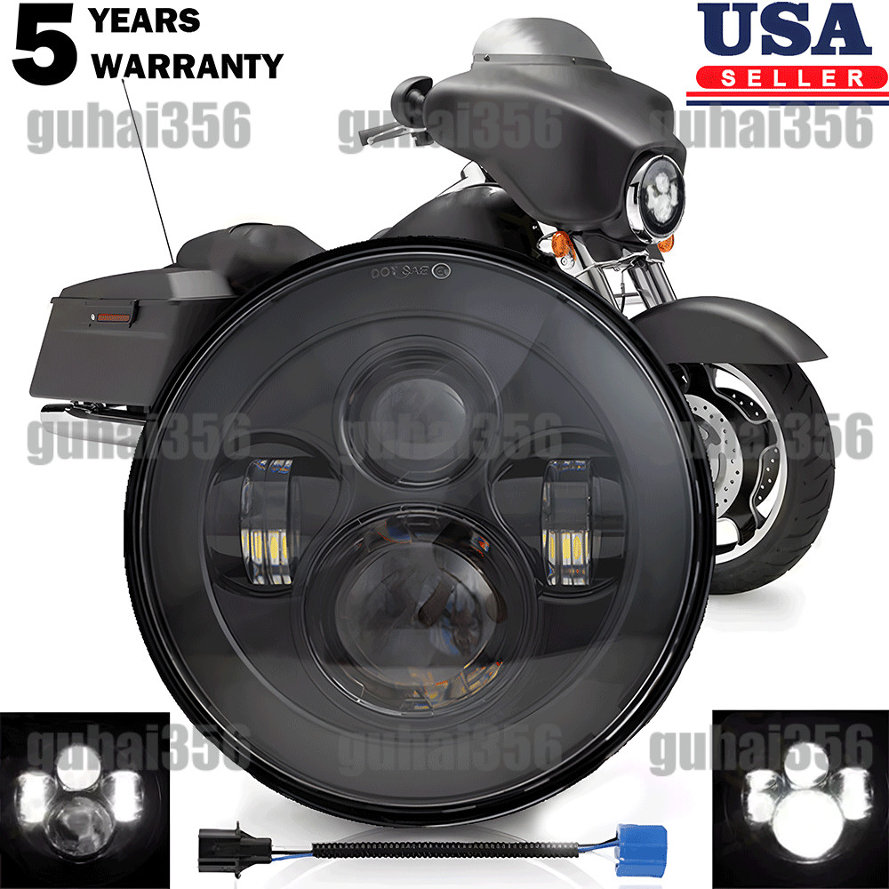 7″ Motorcycle LED Headlight Projector Halo DRL For Harley-Davidson Street Glide