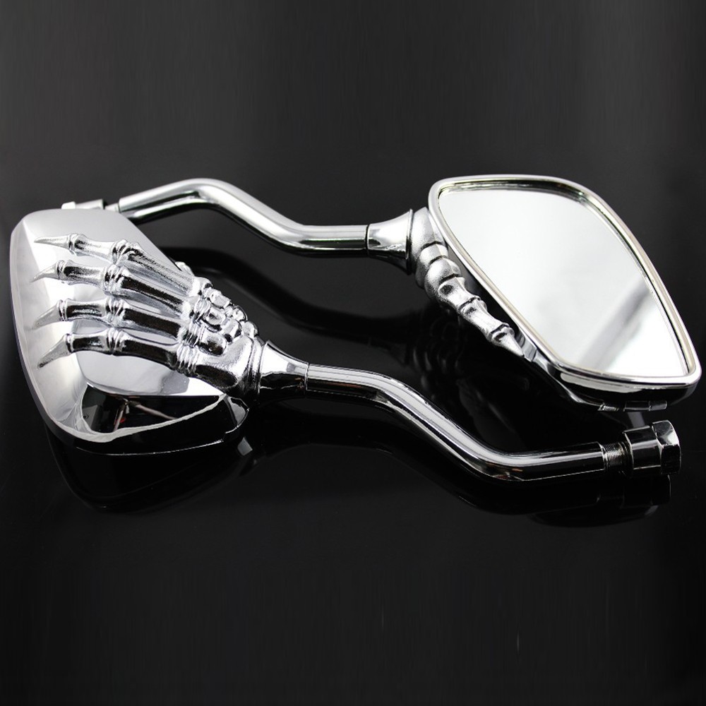 1 Pair of Motorcycle Bike Rearview Side Mirrors Skeleton Skull Hand Claw